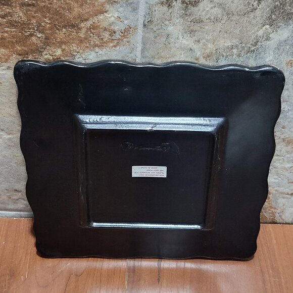 Rooster Plaque Plate Pair Ceramic Square 3D Grape Vine Frame - Picture 4 of 10